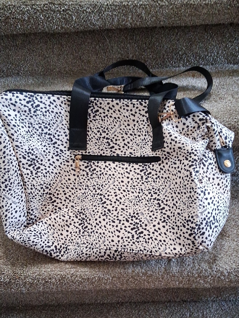 Mali & Lili Weekender Bag in Cream Dot/Leopard‎ Print